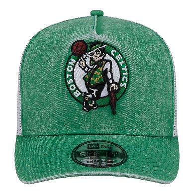 Men's New Era Kelly Green/White Boston Celtics Washed Meshback 9FIFTY Adjustable Hat