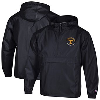 Men's Champion Black Tennessee Volunteers Packable Hooded Windbreaker Half-Zip Jacket