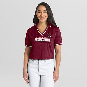 Women's WEAR by Erin Andrews Burgundy Washington Commanders Cropped Jersey Polo