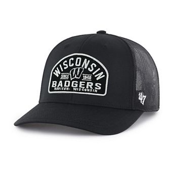 Men's '47 Black Wisconsin Badgers Leland Trucker Adjustable Hat