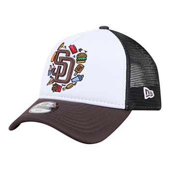 Youth New Era White/Brown San Diego Padres Food A-Frame 9FORTY Trucker Adjustable Hat