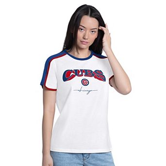 Women's G-III 4Her by Carl Banks White Chicago Cubs First Lane Fashion T-Shirt