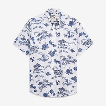 Men's Reyn Spooner White New York Yankees Cooperstown Kekai Performance Button-Down Tri-Blend Shirt