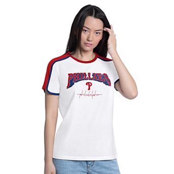Women's G-III 4Her by Carl Banks White Philadelphia Phillies First Lane Fashion T-Shirt