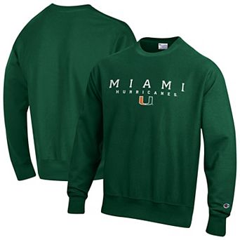 Men's Champion Green Miami Hurricanes Relentless Reverse Weave Sweatshirt