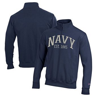Men's Champion Navy Navy Midshipmen Powerblend Quarter-Zip Pullover