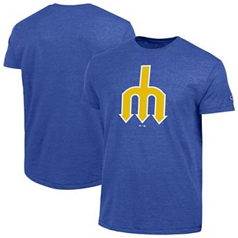 Men's Champion Royal Seattle Mariners Cooperstown Logo Tri-Blend T-Shirt