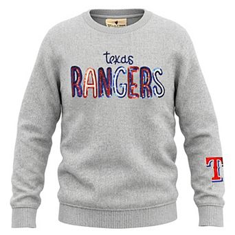 Girls Youth Soft as a Grape Heather Gray Texas Rangers Nantucket Sequin Fleece Crewneck Sweatshirt