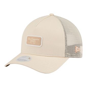 Women's New Era Cream San Francisco 49ers Tonal Patch M-Crown A-Frame 9FORTY Trucker Adjustable Hat
