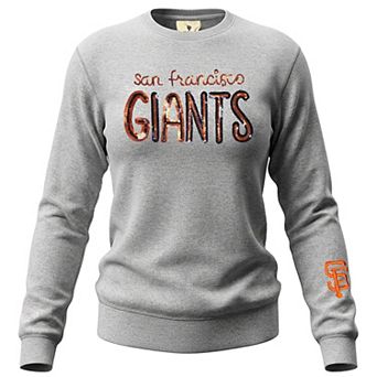 Women's Soft as a Grape Heather Gray San Francisco Giants Nantucket Sequin Fleece Sweatshirt