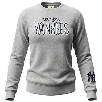 Women's Soft as a Grape Heather Gray New York Yankees Nantucket Sequin Fleece Sweatshirt