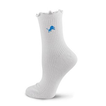 Women's PRO Compression White Detroit Lions Logo Lettuce Hem Quarter Socks