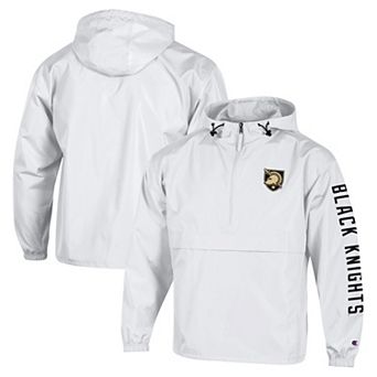 Men's Champion White Army Black Knights Cloud Packable Half-Zip Hooded Jacket