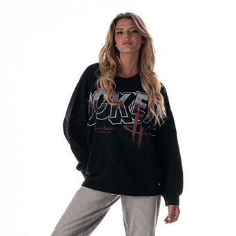 Women's The Wild Collective Black Houston Rockets Oversized Graphic Dolman Long-Sleeve T-Shirt
