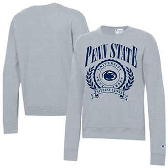 Women's Champion Heather Gray Penn State Nittany Lions Academic Crest Powerblend Crewneck Sweatshirt