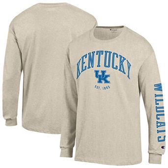 Men's Champion Heather Oatmeal Kentucky Wildcats Neutral Arch Long-Sleeve T-Shirt