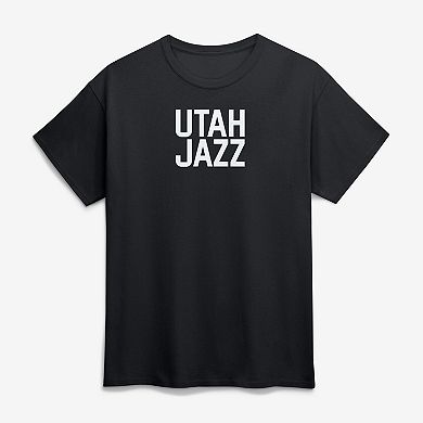 Men's Logo Athletic Black Utah Jazz Wordmark T-Shirt
