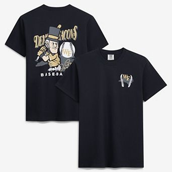 Men's Black Wake Forest Demon Deacons Drawn Mascot Baseball T-Shirt