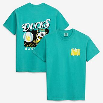 Men's Green Oregon Ducks Drawn Mascot Baseball T-Shirt