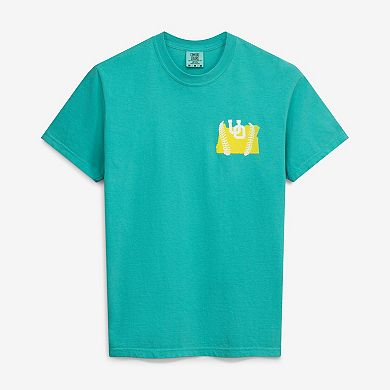 Men's Green Oregon Ducks Drawn Mascot Baseball T-Shirt