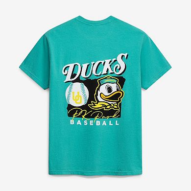 Men's Green Oregon Ducks Drawn Mascot Baseball T-Shirt