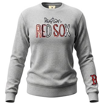 Women's Soft as a Grape Heather Gray Boston Red Sox Nantucket Sequin Fleece Sweatshirt