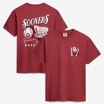 Men's Crimson Oklahoma Sooners Drawn Mascot Baseball T-Shirt
