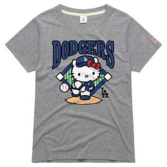 Women's Homage Gray Hello Kitty x Los Angeles Dodgers Pitch Tri-Blend T-Shirt