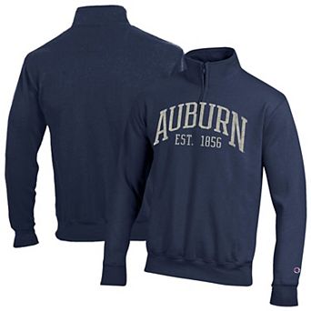 Men's Champion Navy Auburn Tigers Powerblend Quarter-Zip Pullover