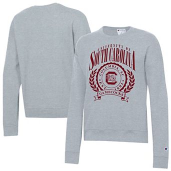 Women's Champion Heather Gray South Carolina Gamecocks Academic Crest Powerblend Crewneck Sweatshirt