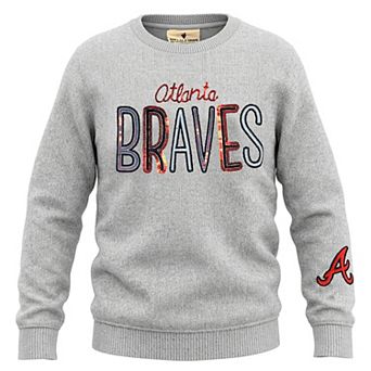 Girls Youth Soft as a Grape Heather Gray Atlanta Braves Nantucket Sequin Fleece Crewneck Sweatshirt