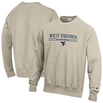 Men's Champion Oatmeal West Virginia Mountaineers Reverse Weave Crewneck Sweatshirt