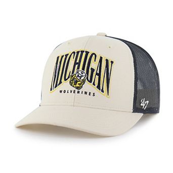 Men's '47 Natural Michigan Wolverines Drawbridge Trucker Adjustable Hat