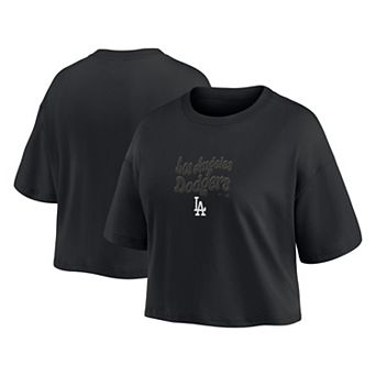 Women's Fanatics Los Angeles Dodgers Blackout Wave Cropped Top