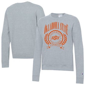 Women's Champion Heather Gray Oklahoma State Cowboys Academic Crest Powerblend Crewneck Sweatshirt