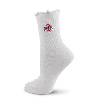 Women's PRO Compression White Ohio State Buckeyes Logo Lettuce Hem Quarter Socks