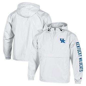 Men's Champion White Kentucky Wildcats Cloud Packable Half-Zip Hooded Jacket