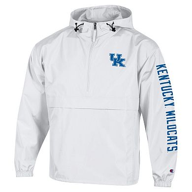 Men's Champion White Kentucky Wildcats Cloud Packable Half-Zip Hooded Jacket