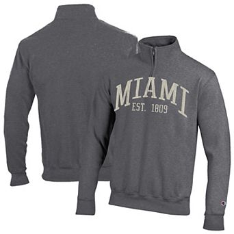 Men's Champion Heather Gray Miami University RedHawks Established Date Quarter-Zip Pullover