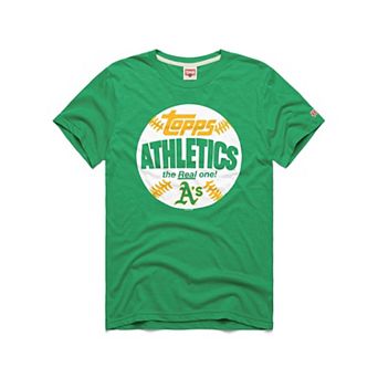 Men's Homage Green Athletics MLB x Topps Baseball The Real One Tri-Blend T-Shirt