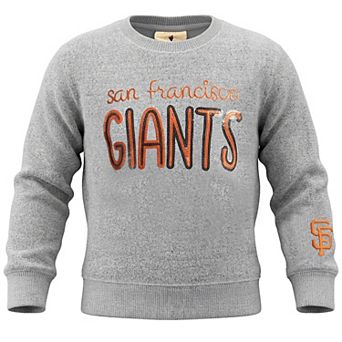 Girls Youth Soft as a Grape Heather Gray San Francisco Giants Nantucket Sequin Fleece Crewneck Sweatshirt