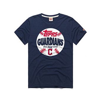 Men's Homage Navy Cleveland Guardians MLB x Topps Baseball The Real One Tri-Blend T-Shirt