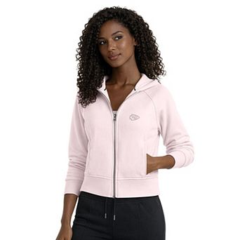 Women's Starter Pink Kansas City Chiefs Cropped Pastels Full-Zip Hoodie