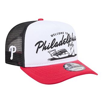Men's New Era White/Red Philadelphia Phillies Foodie A-Frame 9FIFTY Trucker Snapback Hat