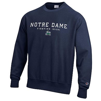 Men's Champion Navy Notre Dame Fighting Irish Relentless Reverse Weave Sweatshirt