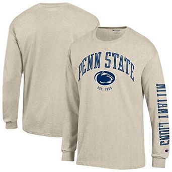 Men's Champion Heather Oatmeal Penn State Nittany Lions Neutral Arch Long-Sleeve T-Shirt
