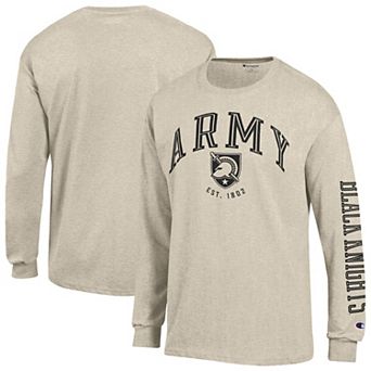 Men's Champion Heather Oatmeal Army Black Knights Neutral Arch Long-Sleeve T-Shirt