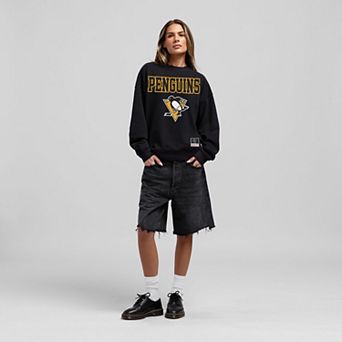 Women's Mitchell & Ness Black Pittsburgh Penguins Core Oversized Sweatshirt