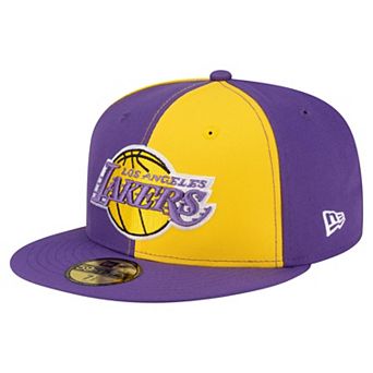 Men's New Era Gold/Purple Los Angeles Lakers 80s Throwback Pinwheel 59FIFTY Fitted Hat