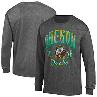 Men's Champion Heather Charcoal Oregon Ducks Bold Long-Sleeve T-Shirt